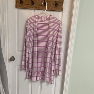 Talbots Pink Striped Cardigan